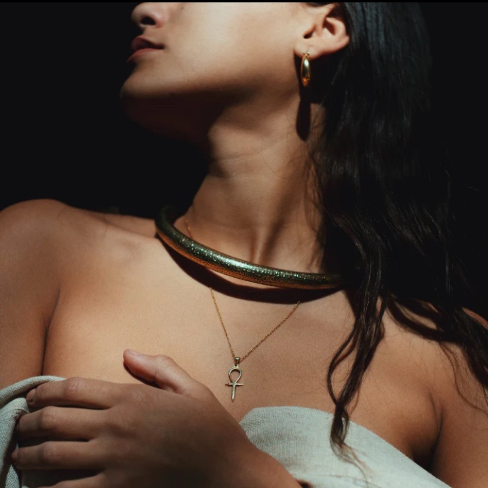 Snake Skin Hoop Necklace